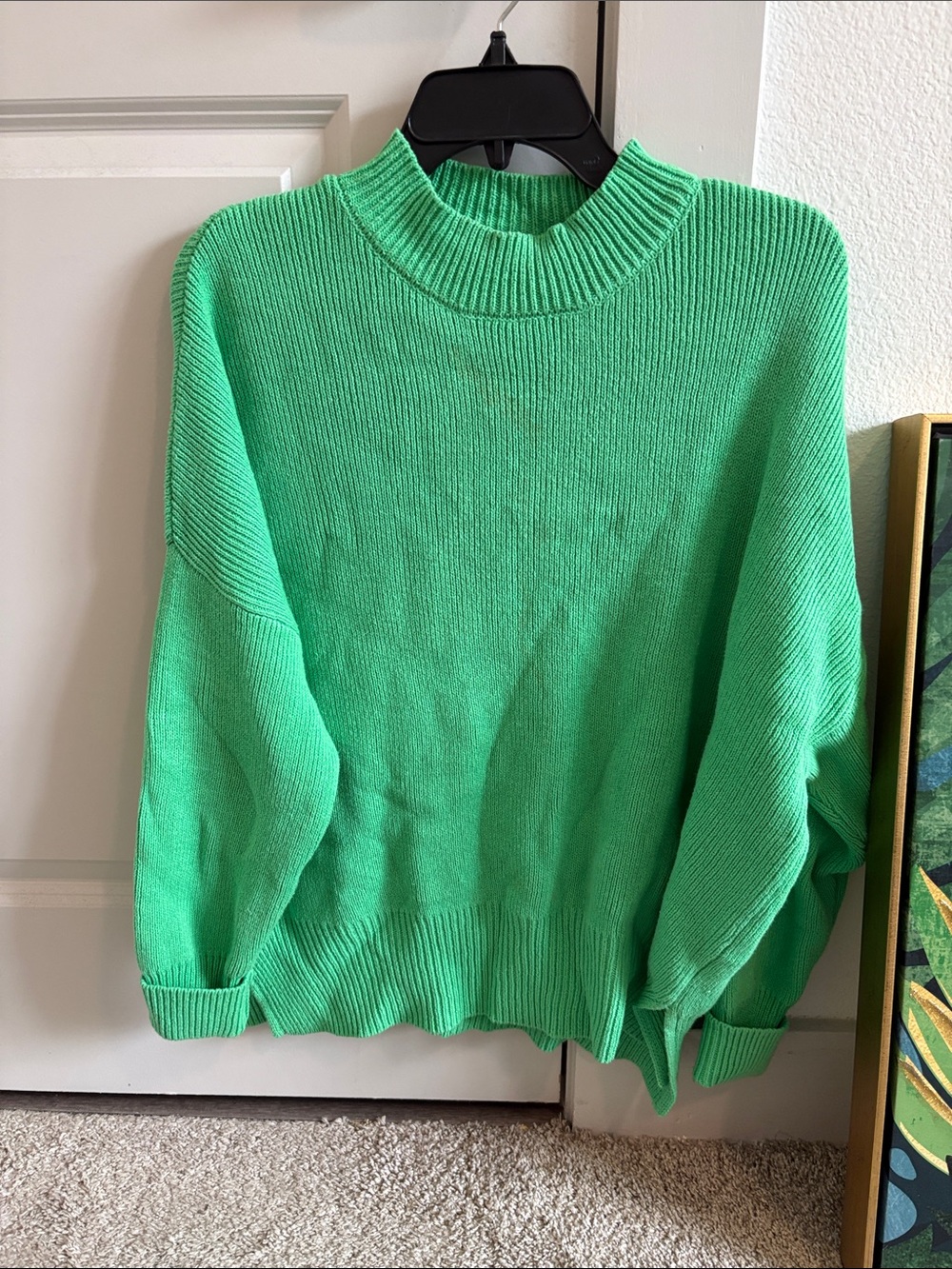 By Together Bright Green Ribbed Mock Neck Sweater